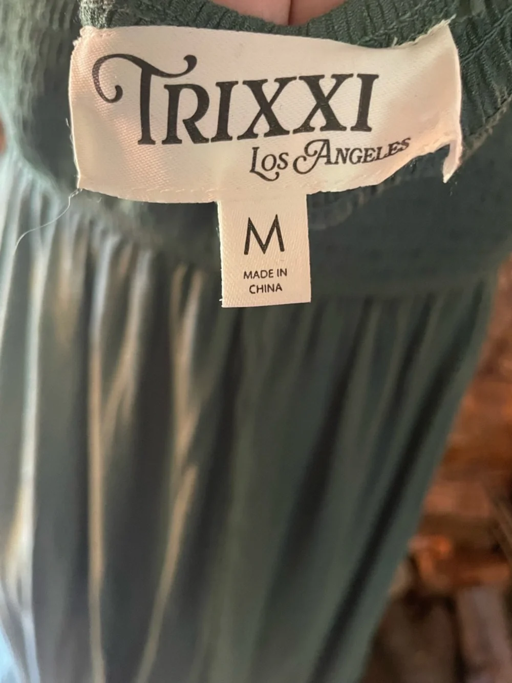 Trixxi Sage Green CottageCore Maxi Dress with Corset Tie and Ruffle Sleeves - Picture 8 of 11